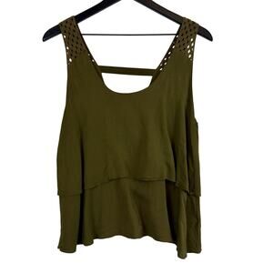 HD in Paris x Anthropologie Green Tiered Tank Top - 8 US